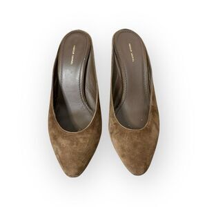 Mansur Gavriel Suede Slides Mules Heel Slipper Slip On Shoes Pumps Brown 36.5